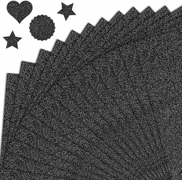 Black Glitter Cardstock, 120 Sheets, A5, 250 Gsm