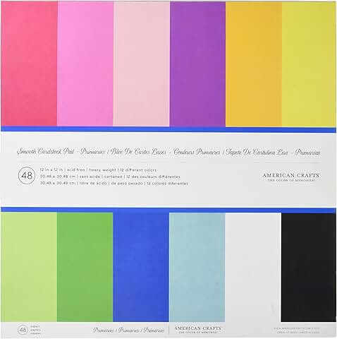 12x12 Colored Cardstock Paper Pad with 48 Sheets