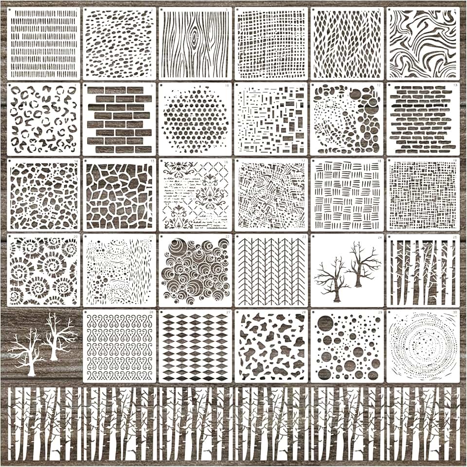 30 Texture Stencils for Crafts and Painting