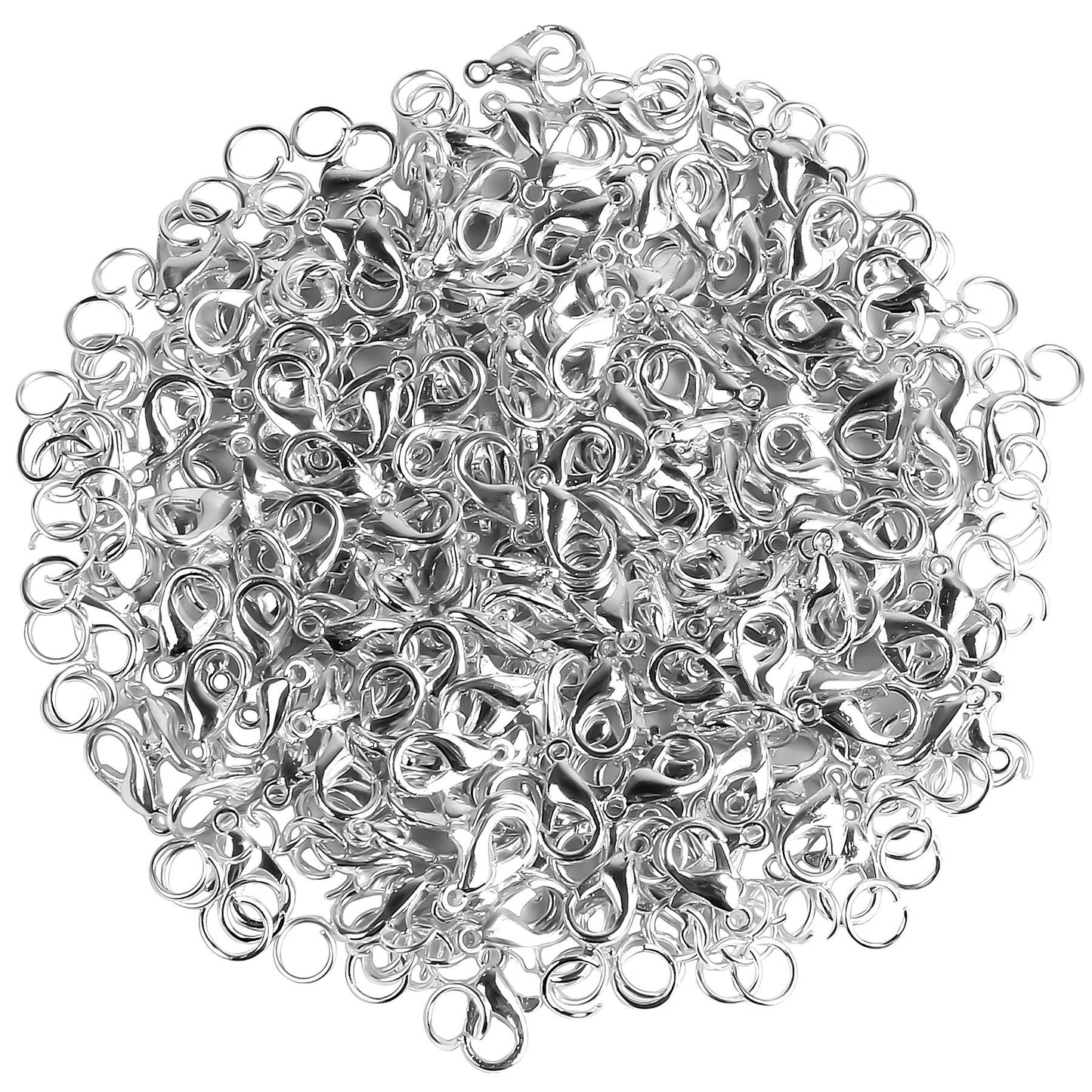 400PCS Silver Lobster Claw Clasps and Jump Rings for Jewelry Making