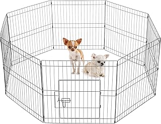 24-inch Foldable Metal Dog Playpen with Door