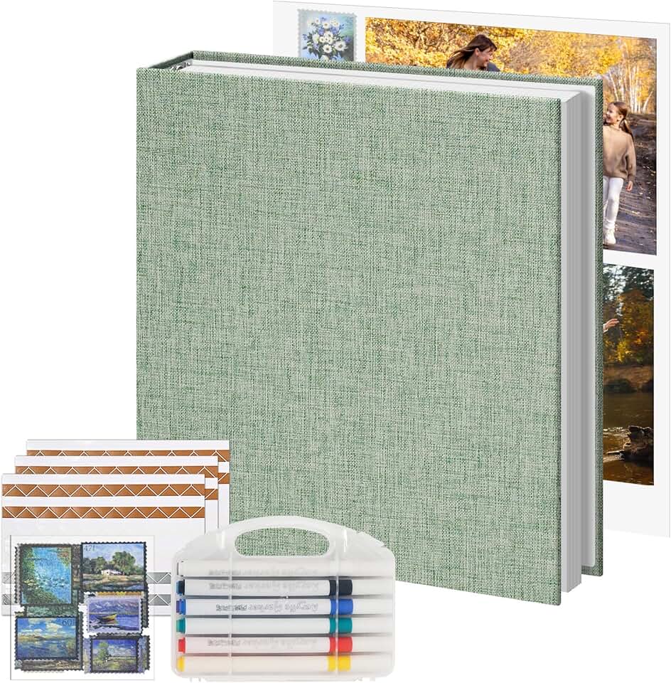 Sage Green 8x10 Linen Cover Photo Album with 30 Sheets