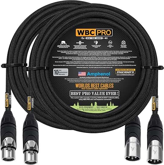 Two 50-foot ultra-silent balanced star-quad cables with XLR plugs