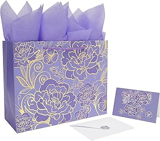 Large Purple Gift Bag Set with Card and Tissue