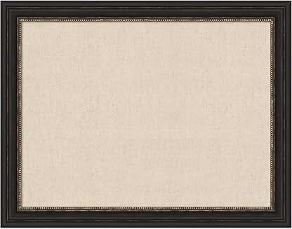 Fabric pinboard with bronze frame for wall organization