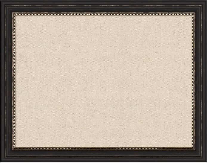 Fabric pinboard with bronze frame for wall organization