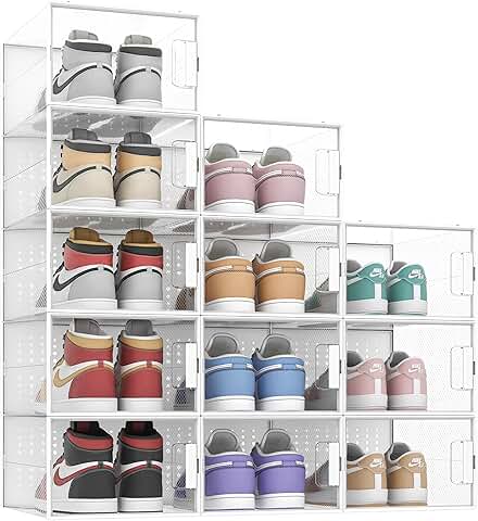 Large Pink Shoe Storage Boxes, 12 Pack
