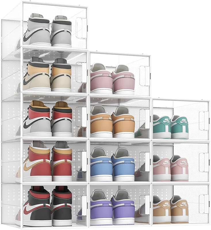 Large Pink Shoe Storage Boxes, 12 Pack