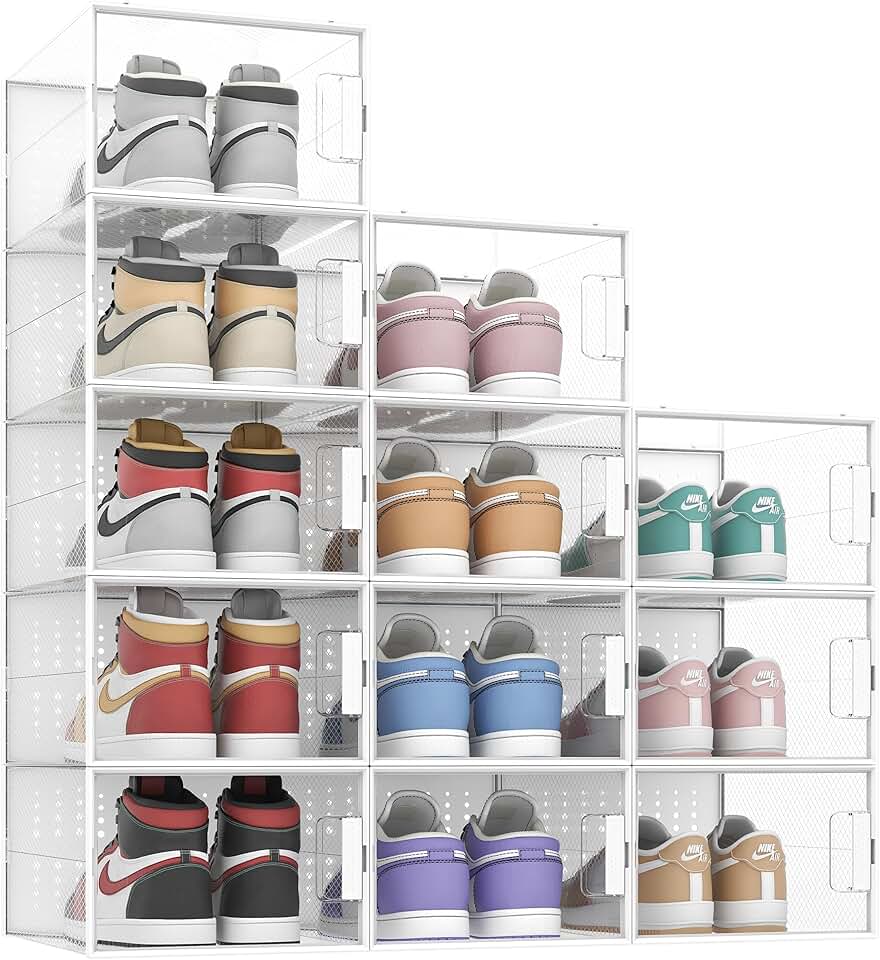 Large Pink Shoe Storage Boxes, 12 Pack