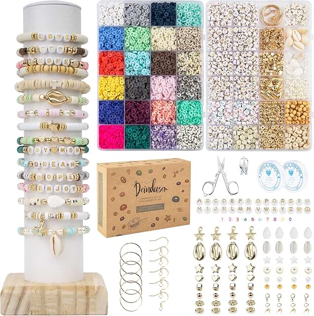 Bracelet Making Kit with 7200 Clay Beads in 24 Colors