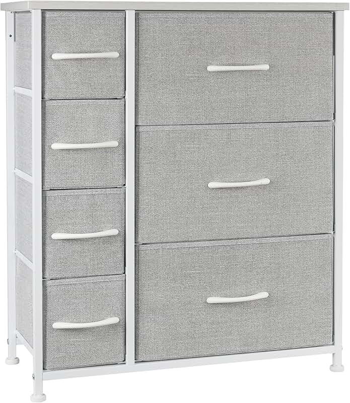 7-Drawer Fabric Storage Tower with Wooden Top