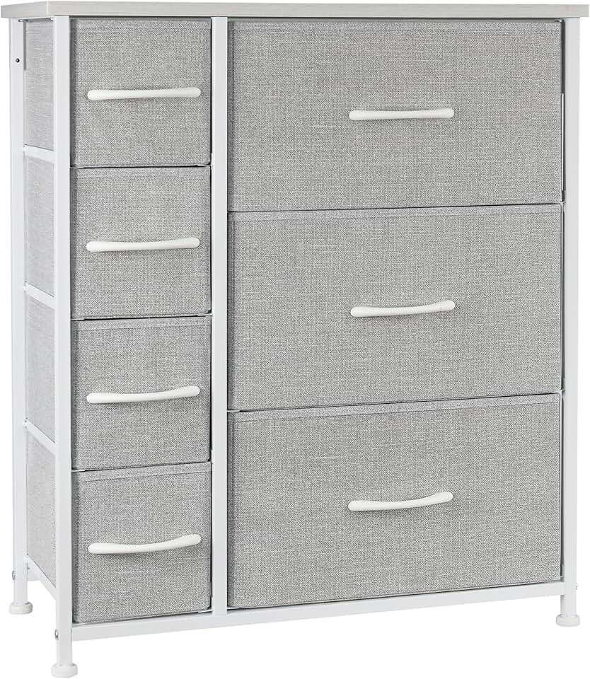 7-Drawer Fabric Storage Tower with Wooden Top