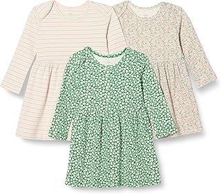 Three Cotton Long-Sleeve Dresses for Toddlers and Baby Girls