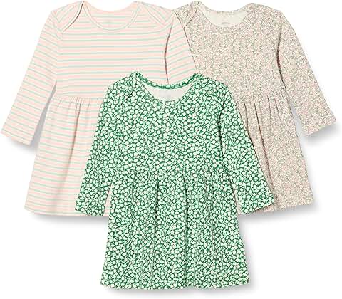 Three Cotton Long-Sleeve Dresses for Toddlers and Baby Girls