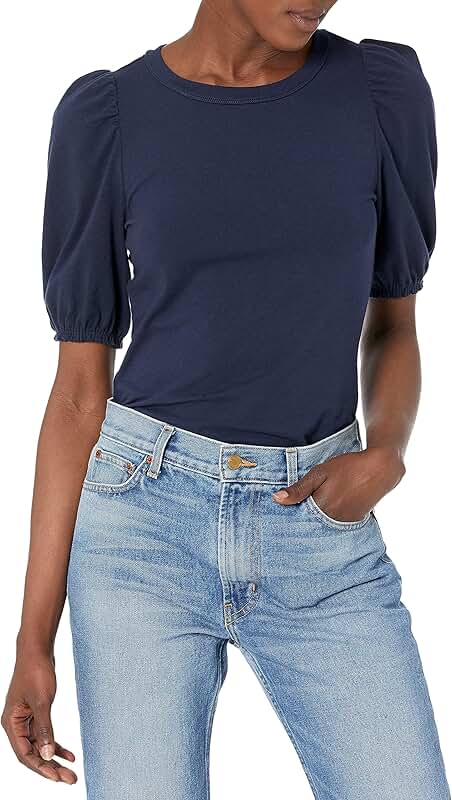Women's Regular-Fit Puff Short-Sleeve Crewneck T-Shirt