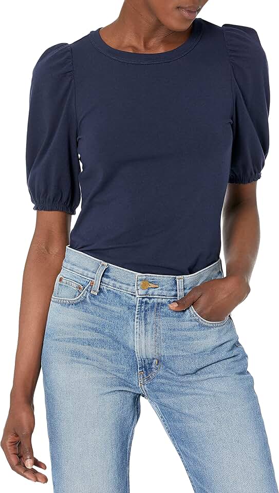 Women's Regular-Fit Puff Short-Sleeve Crewneck T-Shirt