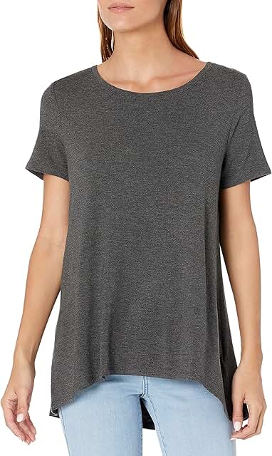Plus Size Women's Charcoal Heather Short-Sleeve Scoopneck T-Shirt