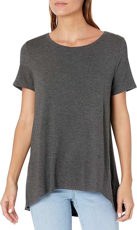 Plus Size Women's Charcoal Heather Short-Sleeve Scoopneck T-Shirt