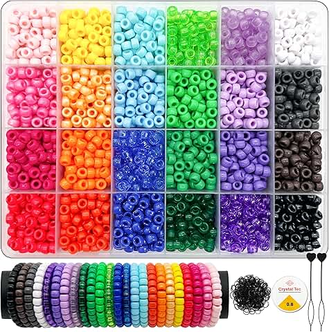 24-Color Pony Beads for Jewelry and Crafts