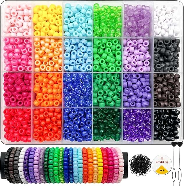24-Color Pony Beads for Jewelry and Crafts
