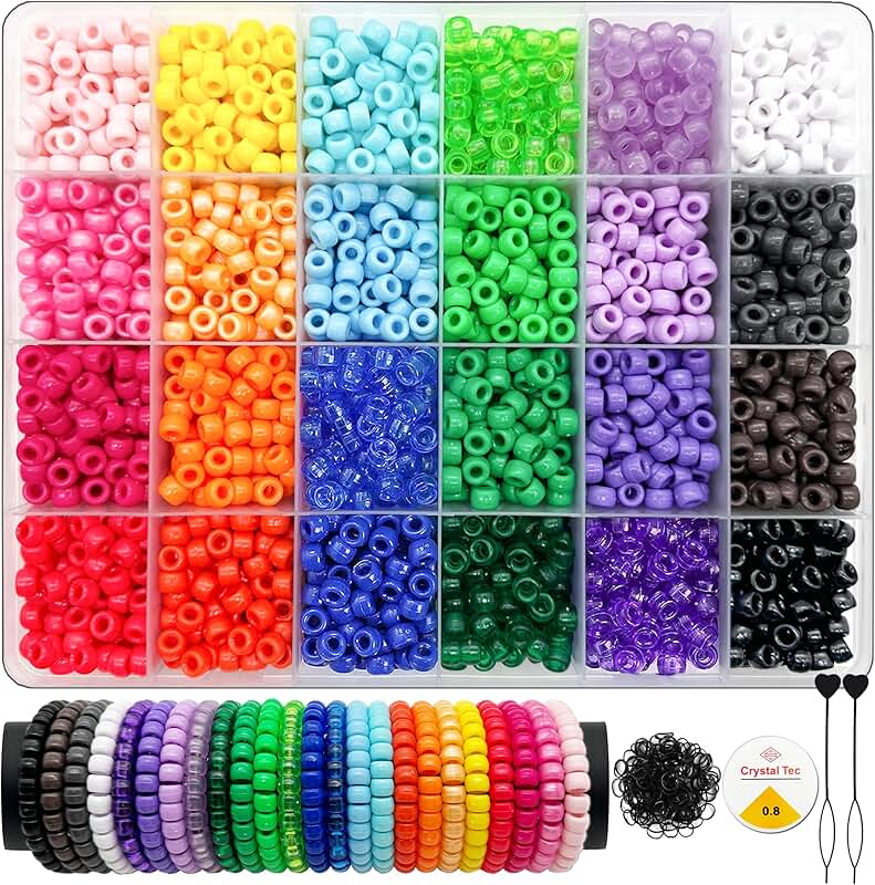 24-Color Pony Beads for Jewelry and Crafts