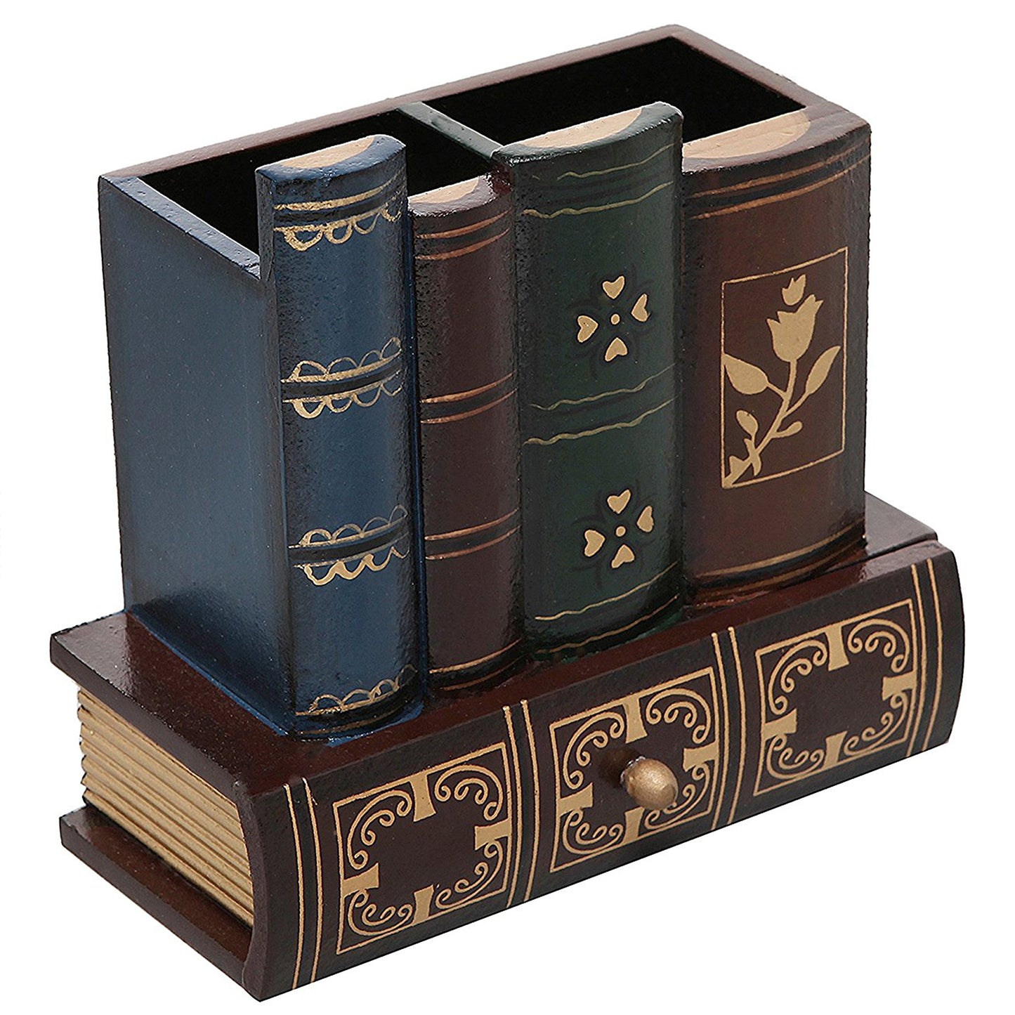 Decorative Desk Organizer with Drawer and Book Design