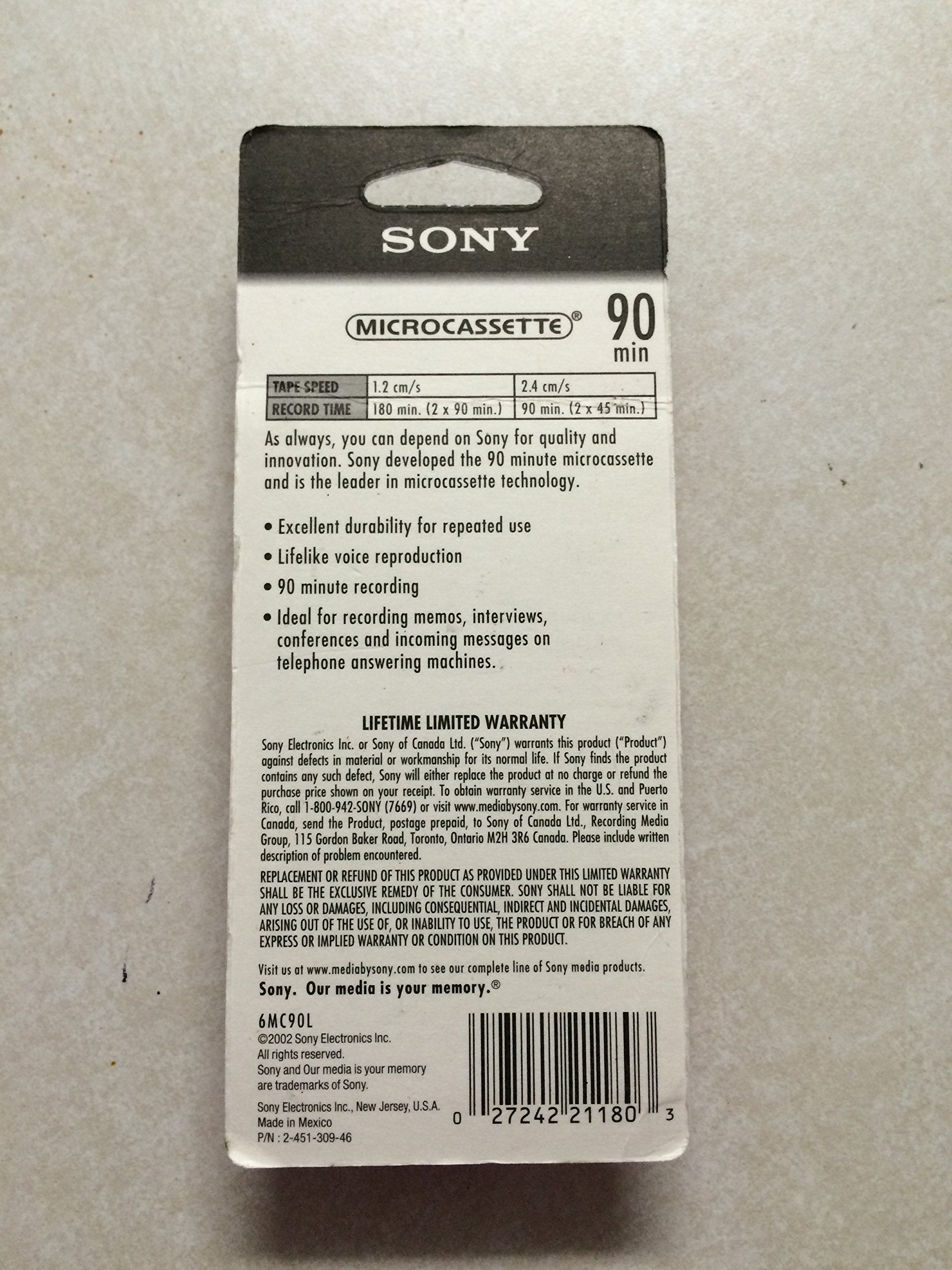 SONY mc90 Microcassette Audio Tapes 6 pack