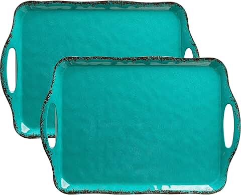 Large Farmhouse Melamine Serving Platters, 17.25x12 inches