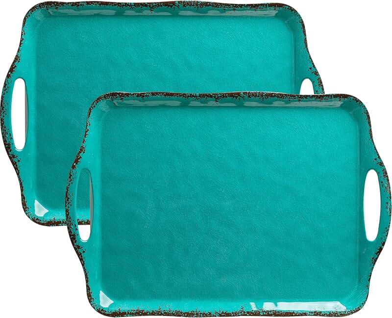 Large Farmhouse Melamine Serving Platters, 17.25x12 inches