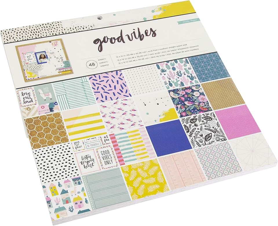Good Vibes Paper Pad, 12x12, 24 Designs