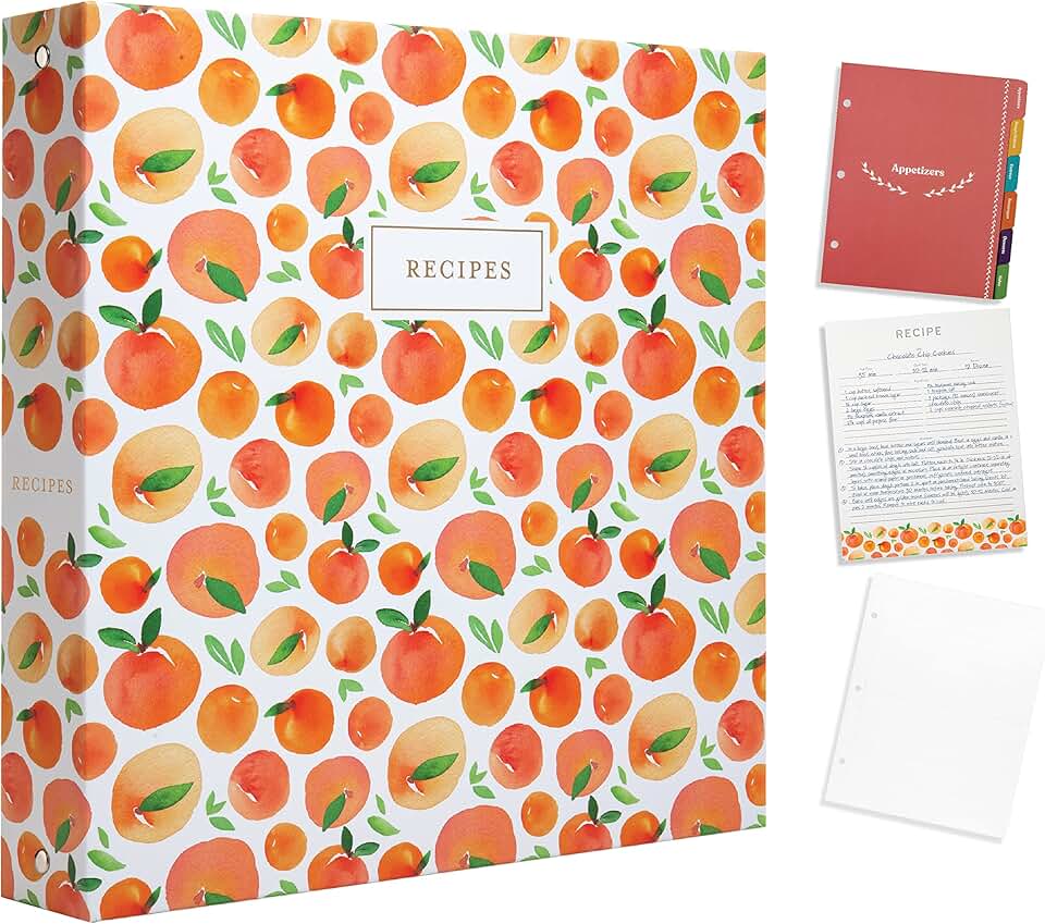 8.5x11 Sturdy 3-Ring Recipe Binder with Sleeves and Dividers