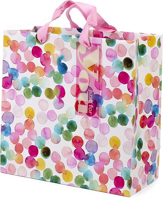 10-inch square watercolor dot gift bag for special occasions