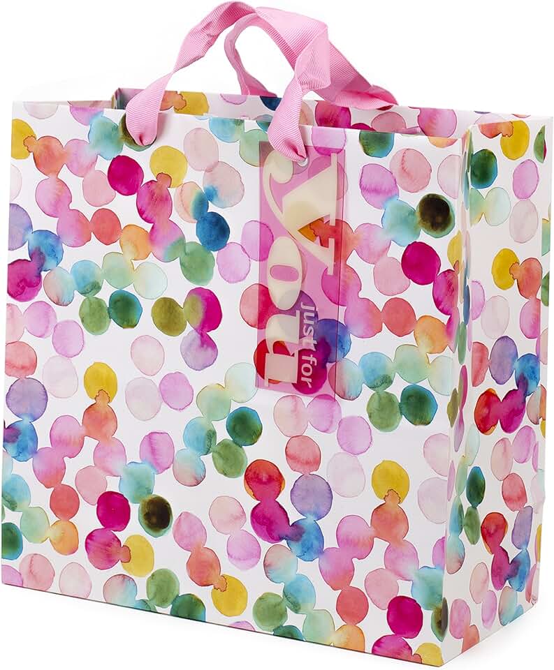 10-inch square watercolor dot gift bag for special occasions