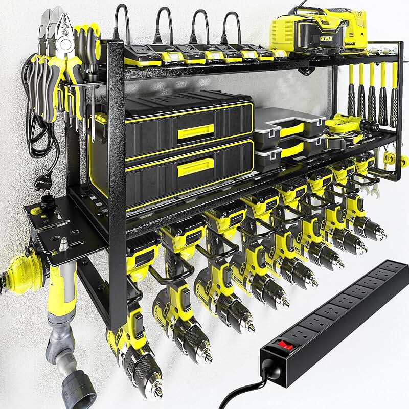 Power Tool Organizer with Charging Station and Storage