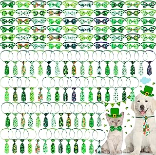 120 Pcs St. Patrick's Day Dog Bow Tie Collar Set