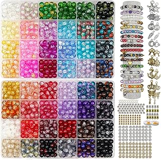 8mm Glass Beads for Jewelry Making, 48 Colors, 1450 pcs