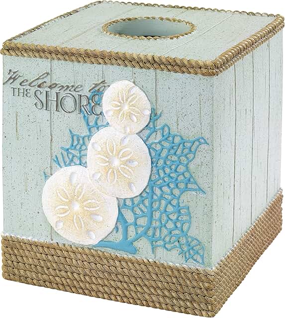 Beach-Inspired Tissue Box Cover for Guest Bathroom