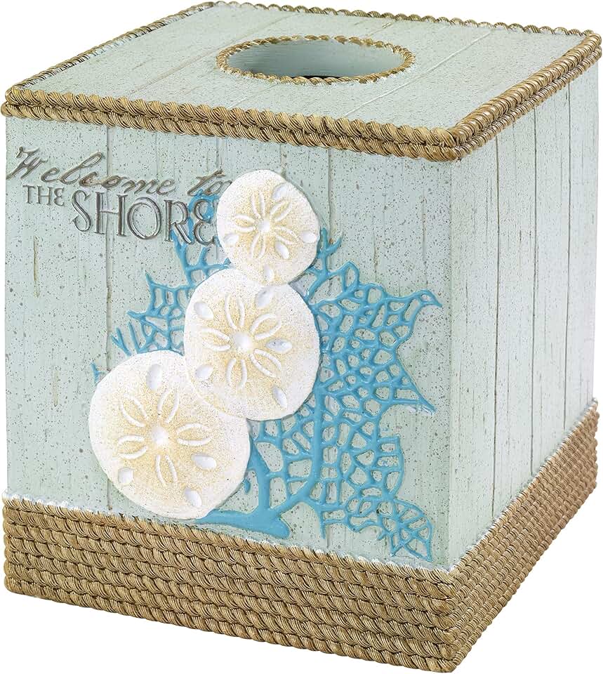 Beach-Inspired Tissue Box Cover for Guest Bathroom