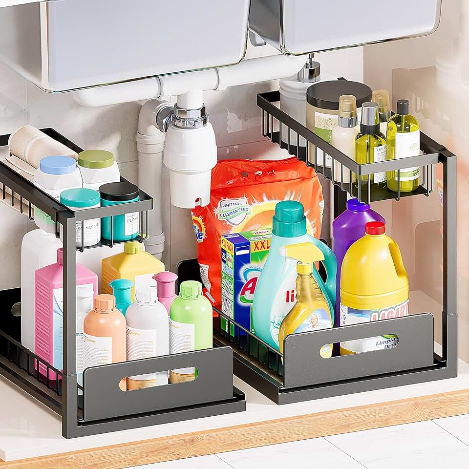 Two Pack Under Sink Storage Shelves