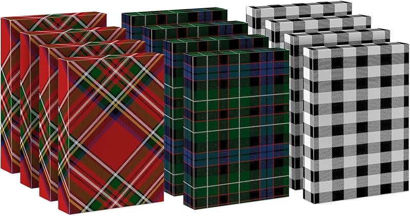 Medium Christmas Gift Boxes with Lids, 12 Pack