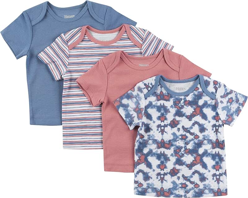 Soft Baby T-Shirts with Expandable Shoulders, 4-Pack