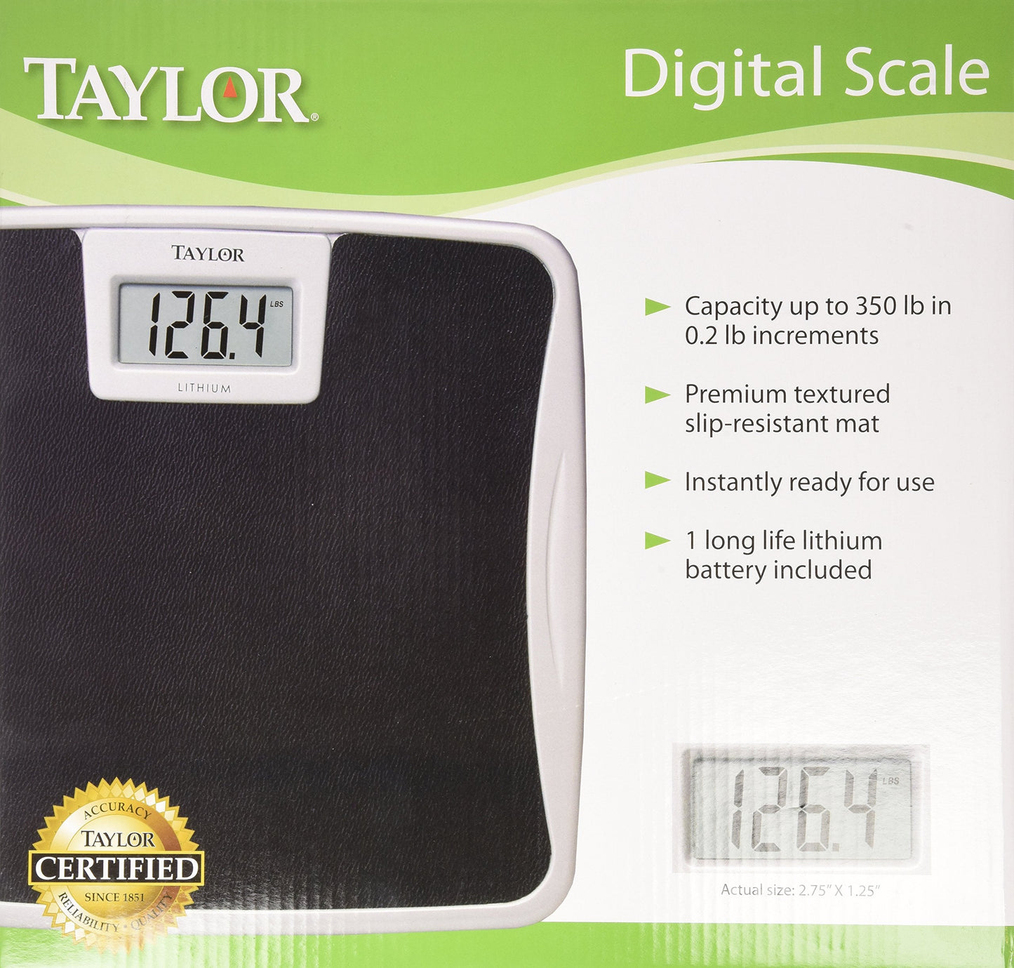 Digital Scales for Body Weight, High 350 Capacity, Black Vinyl Gl Platform Easy to Clean Mat, Anti  Auto On and Off Scale, 11.5 x 10.7 Inches, Black