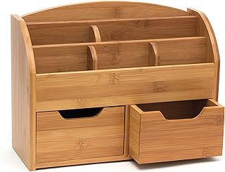 Bamboo Wood Desk Organizer, 12 5/8" x 5" x 9 5/8"