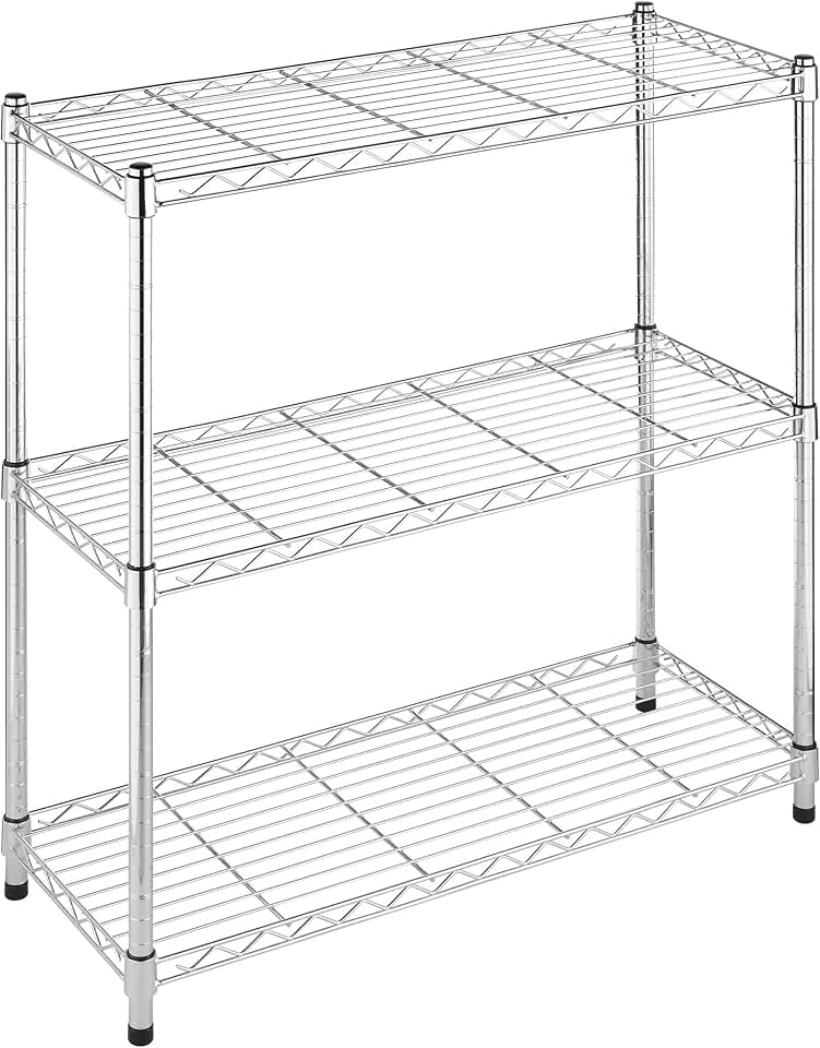 3-Tier Metal Shelving Unit for Storage
