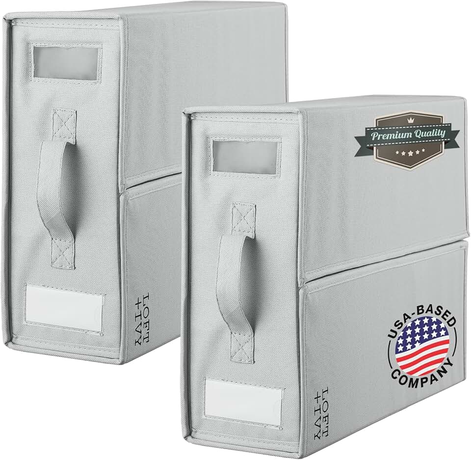 Foldable Bed Sheet Storage Box with Handles and Label Slot