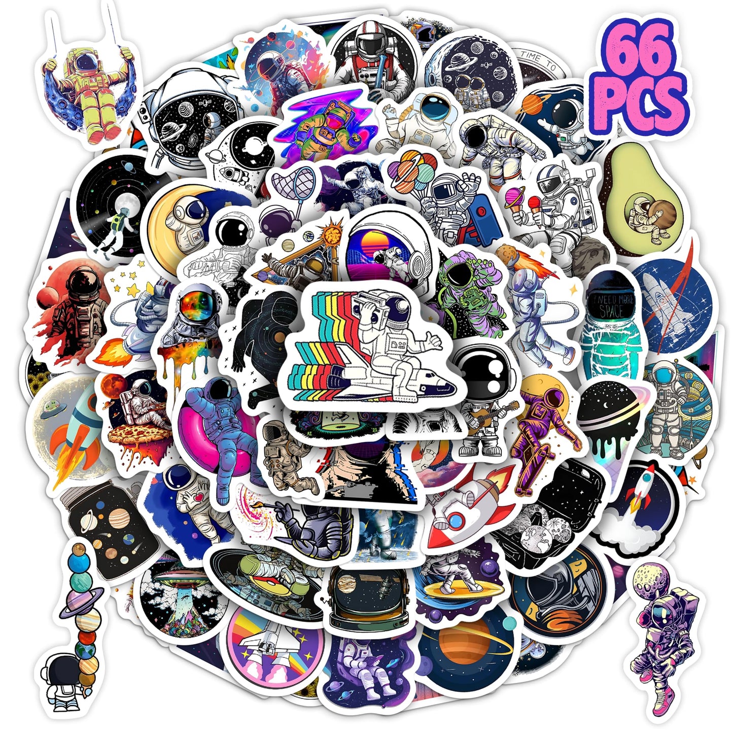 60 Space Water Bottle Stickers for Kids and Teens