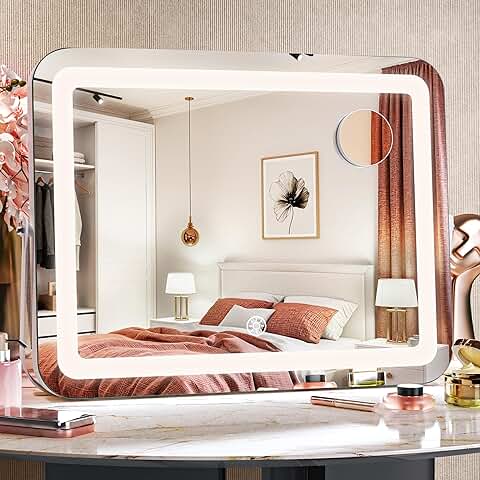 Lighted 15x11.4-inch LED Vanity Mirror with 5X Magnifier