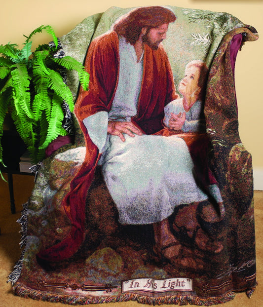 Manual Inspirational 50 x 60-Inch Tapestry Throw, In His Light