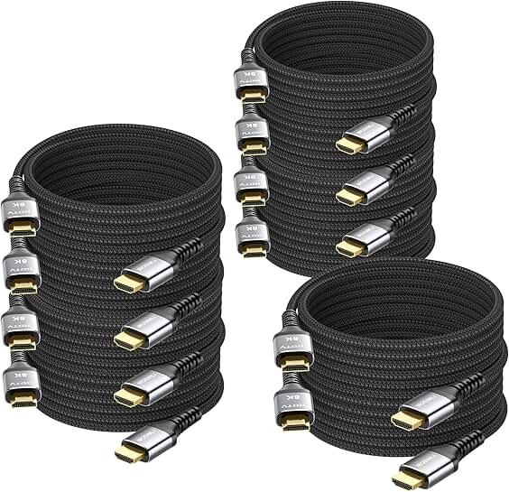 10-Pack 8K HDMI Cables, 10 Feet, HDMI 2.1, 8K@60Hz