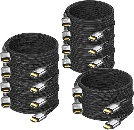 10-Pack 8K HDMI Cables, 10 Feet, HDMI 2.1, 8K@60Hz